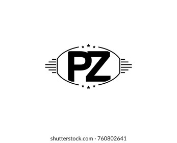 Minimal black vector initial PZ logo letter design