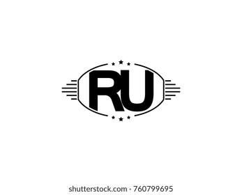 Minimal black vector initial RU logo letter design