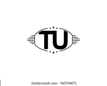 Minimal black vector initial TU logo letter design