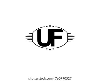 Minimal black vector initial UF logo letter design