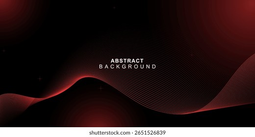 Fundo de onda preta mínimo com gradientes vermelhos suaves e movimento fluido. Design elegante e arrojado para apresentações digitais de luxo, moda ou modernas
