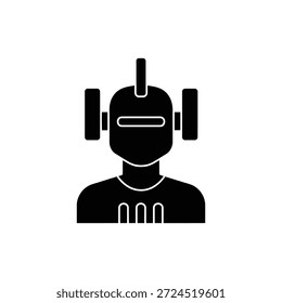 Minimal Schwarz und Weiß Android Roboter Büste Icon Design