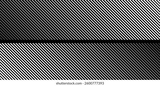 Minimal Black and White Background with Arrow Pointing Right. Striped Transition from Black to White Abstract Strict Lines. Simple Pattern. Vector Illustration.