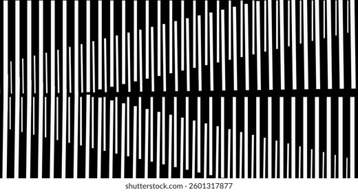 Minimal Black and White Background with Arrow Pointing Right. Striped Transition from Black to White Abstract Strict Lines. Simple Pattern. Vector Illustration.