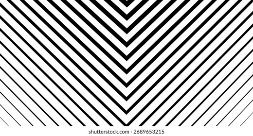 Minimal Black and White Background with Arrow Pointing Right. Striped Transition from Black to White Abstract Strict Lines. Simple Pattern. Vector Illustration.