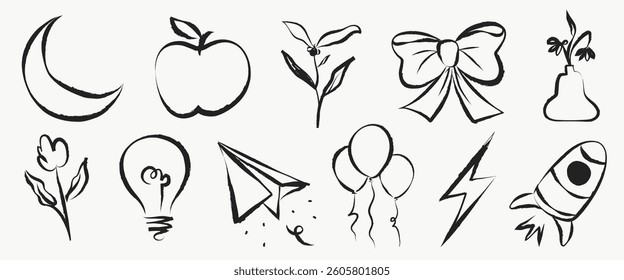 Minimal black and white brush stroke illustration