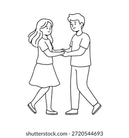 Minimal black and white couple hand holding illustration representing romance and relationship