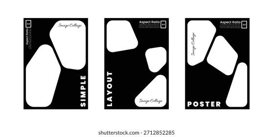 Minimal black and white freeform shape poster layout A4 ratio