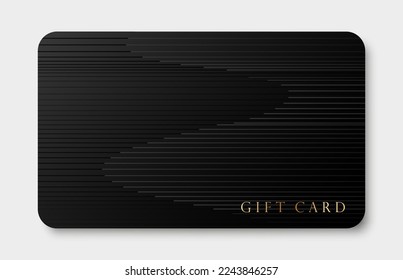 Minimal black and white gift card design template with stripes. Vector, 2023