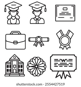 minimal black and white graduation vector icon