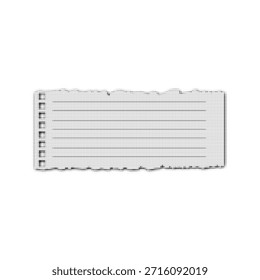 Faixa de página de notebook de meio-tom preto e branco com textura pontilhada no plano de fundo branco. Modelo de banner de papel abstrato para design, impressão, branding e layout editorial.