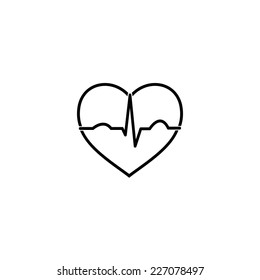 Minimal black and white heart ecg icon design