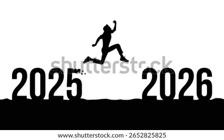  Minimal Black and White Jumping Silhouette from 2025 to 2026 for Inspirational New Year Change and Progress