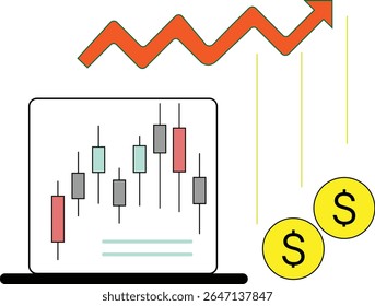 Minimal Black and White Line Chart With Red and Green Price Movements in Featuring a Simple and Elegant Design Showing a Steady Upward Stock Market Trend - Powered by Shutterstock - Get 15% off with code: PIKWIZARD15