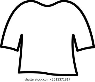 Minimal Black and White Line Icon of T-Shirt