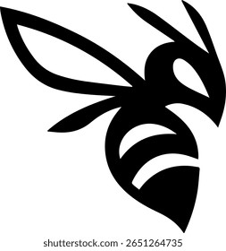 Uma marca de logotipo mínima, preta e branca com um logotipo de hornet criativo e estilizado