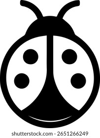 Uma marca de logotipo mínima, preto e branco com um logotipo criativo e estilizado joaninha