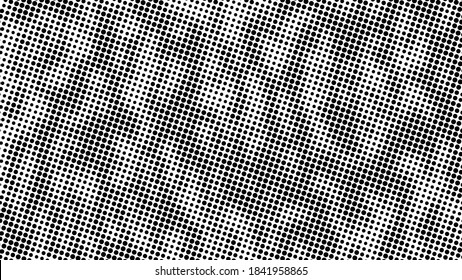 Minimal black and white monochrome halftone background. Circles, dots of various diameters with a spot and stripe effect. Vector illustration.