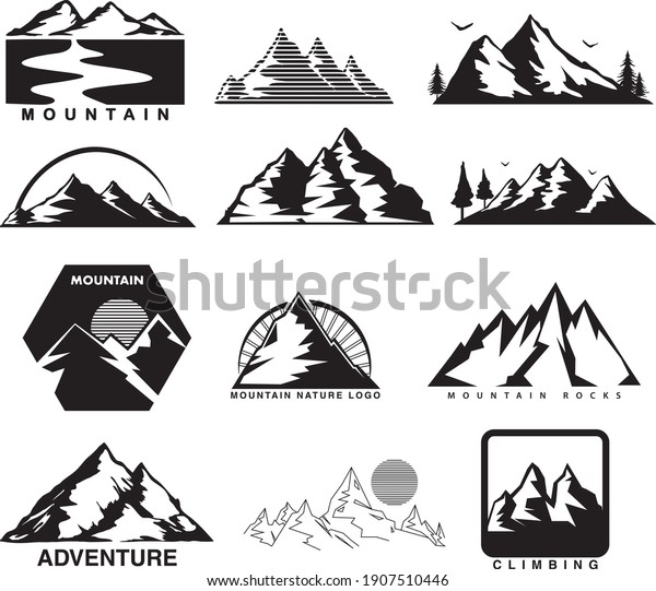 Minimal\
Black and White Mountain Landscape Vector\
Logo