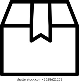 Minimal Black and White Package Box Icon Illustration