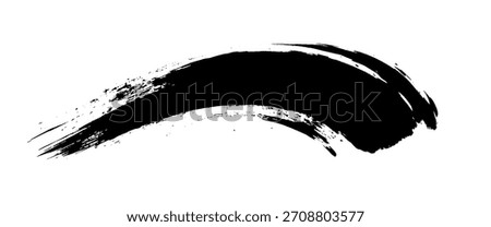 Minimal black and white paint stroke wave shape Isolated on white background