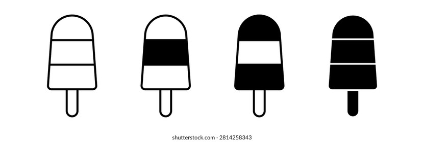 Minimal black and white popsicle icons for summer themed projects