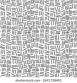 Minimal black and white seamless pattern with hand-drawn linear elements. Perfect for wallpaper, textile, stationery