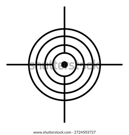 Minimal black and white target symbol with concentric circles and crosshair for accuracy and focus concepts.