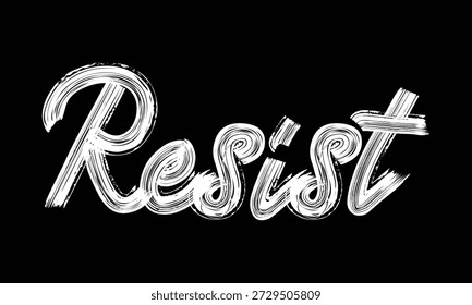 Minimal black and white typography artwork featuring a powerful single word inspired by global activism, human rights, and social justice themes. Clean brush lettering design suitable for protest posters, NGO campaigns, editorial use, apparel, and modern graphic projects.