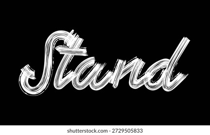 Mínima tipografía en blanco y negro con una sola palabra poderosa inspirada en el activismo global, los derechos humanos y los temas de justicia social. Diseño de letras de pincel limpio adecuado para carteles de protesta, campañas de ONG, Uso editorial, ropa y proyectos gráficos modernos.