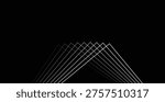 Minimal black-and-white composition of repeating geometric lines creating a mountain-like chevron and triangle pattern. High-contrast, symmetrical design evokes modern architecture, technology, movement, balance, and visual rhythm. 