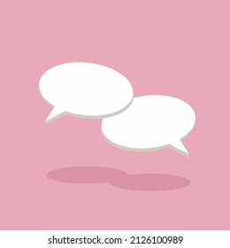 Minimal blank 3d chat boxes sign. 3d white speech bubble chat.3d vector illustration