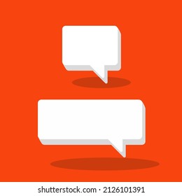 Minimal blank 3d chat boxes sign. 3d white speech bubble chat.3d vector illustration