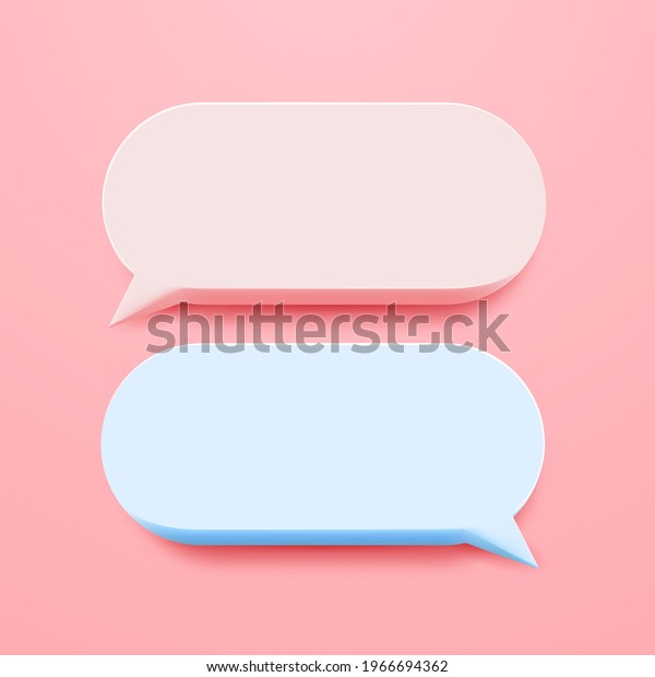 Minimal\
blank 3d chat boxes sign. 3d vector\
illustration