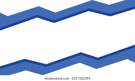 Minimal blue abstract zigzag geometric banner background, blue zigzag pattern on transparent background design. Vector illustration