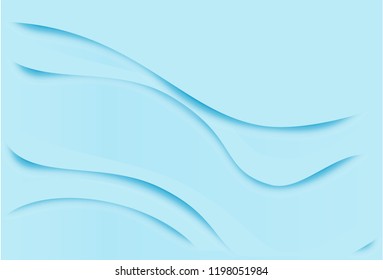 Minimal blue background vector. Paper cut style waves abstract design. 