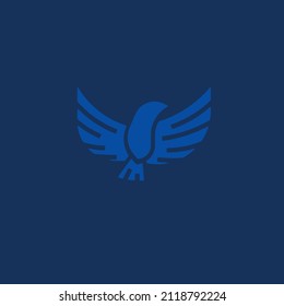 Minimal Blue Bird Falcon Logo.