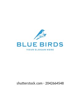 minimal BLUE BIRD roost branches Logo design 