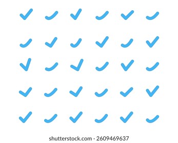 Minimal blue check mark pattern icon set