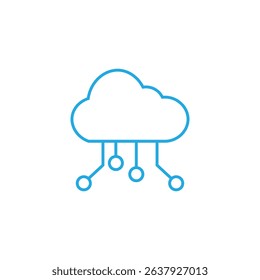Minimal blue cloud computing icon with connection nodes, representing data, internet, storage, and technology networks. Ideal for digital services, web, or tech-related content.