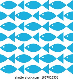 minimal blue fish seamless pattern