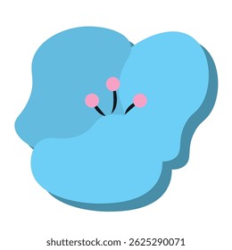 Minimal blue flower with shadow. Vector illustration