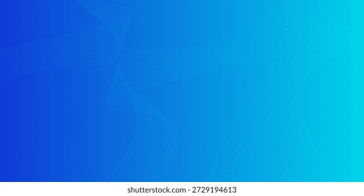 Fondo degradado azul mínimo. Vector Abstractas Anuncio largo con líneas onduladas y lugar para texto. geométrico, fluido, arte, azul