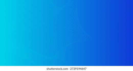 Fondo degradado azul mínimo. Vector Abstractas Anuncio largo con líneas onduladas y lugar para texto. geométrico, fluido, arte, azul