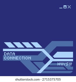 Minimal Blue High Technology Dialog Background, Pixel Art Style