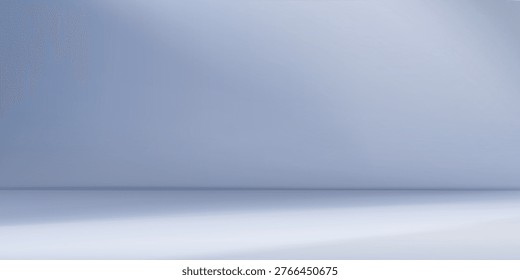Minimal blue limbo background with smooth wall and floor gradient. Clean empty scene with soft lighting and modern abstract backdrop.