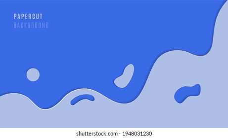 Minimal Blue Papercut Design Background. Can Be Used For Landing Page, Banner Template Or Wallpaper.