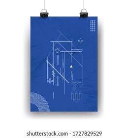 Minimal blue poster design and flyer template layout