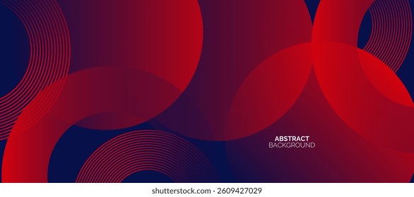 Minimal blue and red geometric background. Modern abstract gradient circle shapes. Futuristic concept.