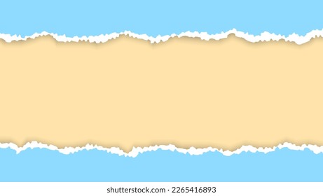 Minimal Blue Ripped Paper Torn In Yellow Background design template. Good Use For Presentation Or Banner